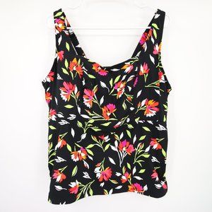 Floral Black Women's Swim Top